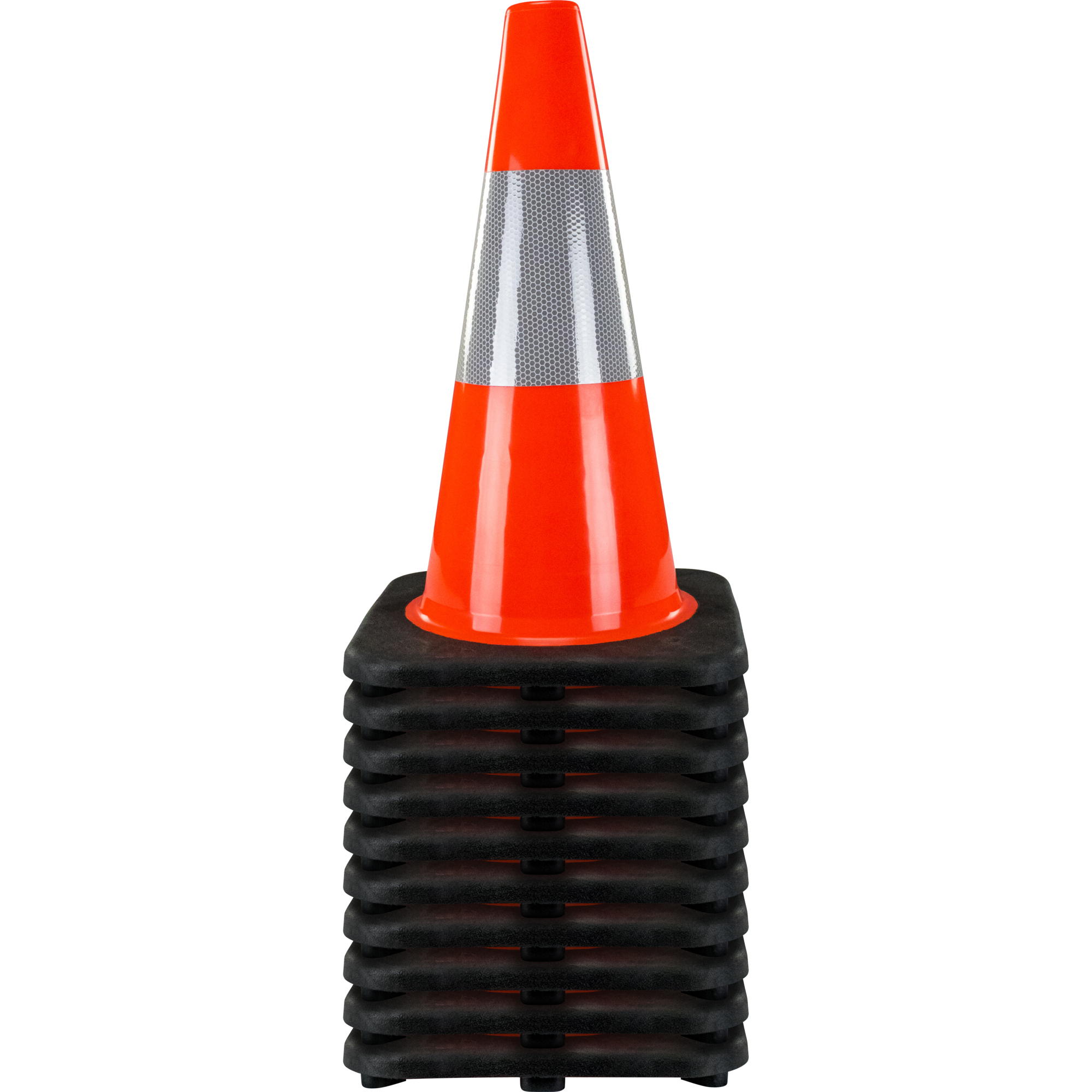 SAS Safety, 10 Traffic Cones - Orange w Reflective Collar 18in., Color Fluorescent Orange, Height 18 in, Included (qty.) 10 Model# 7501-18